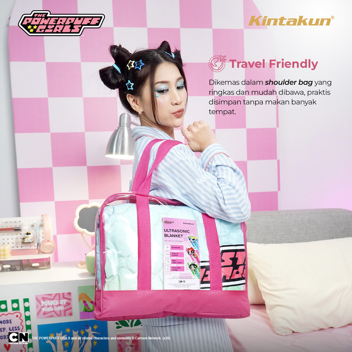 Kintakun DLUXE Ultrasonic Blanket 160 x 200 The Powerpuff Girls Motif Perfect Little Girls