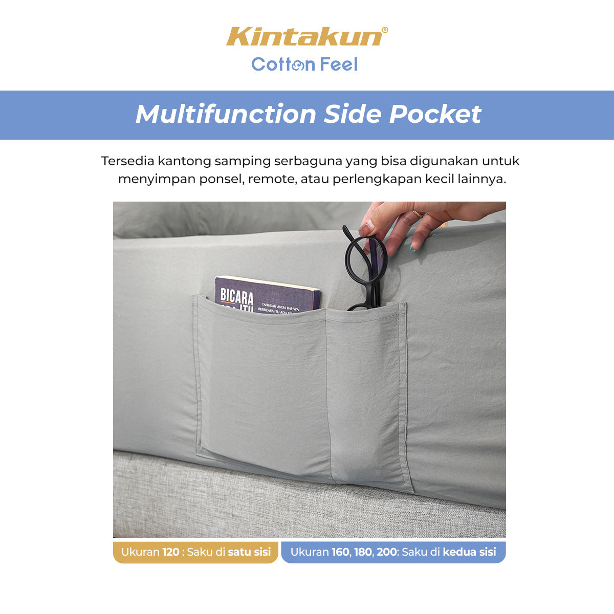 Kintakun Cotton Feel Mix & Match Sprei Pocket Varian Greentea Tinggi 30 cm