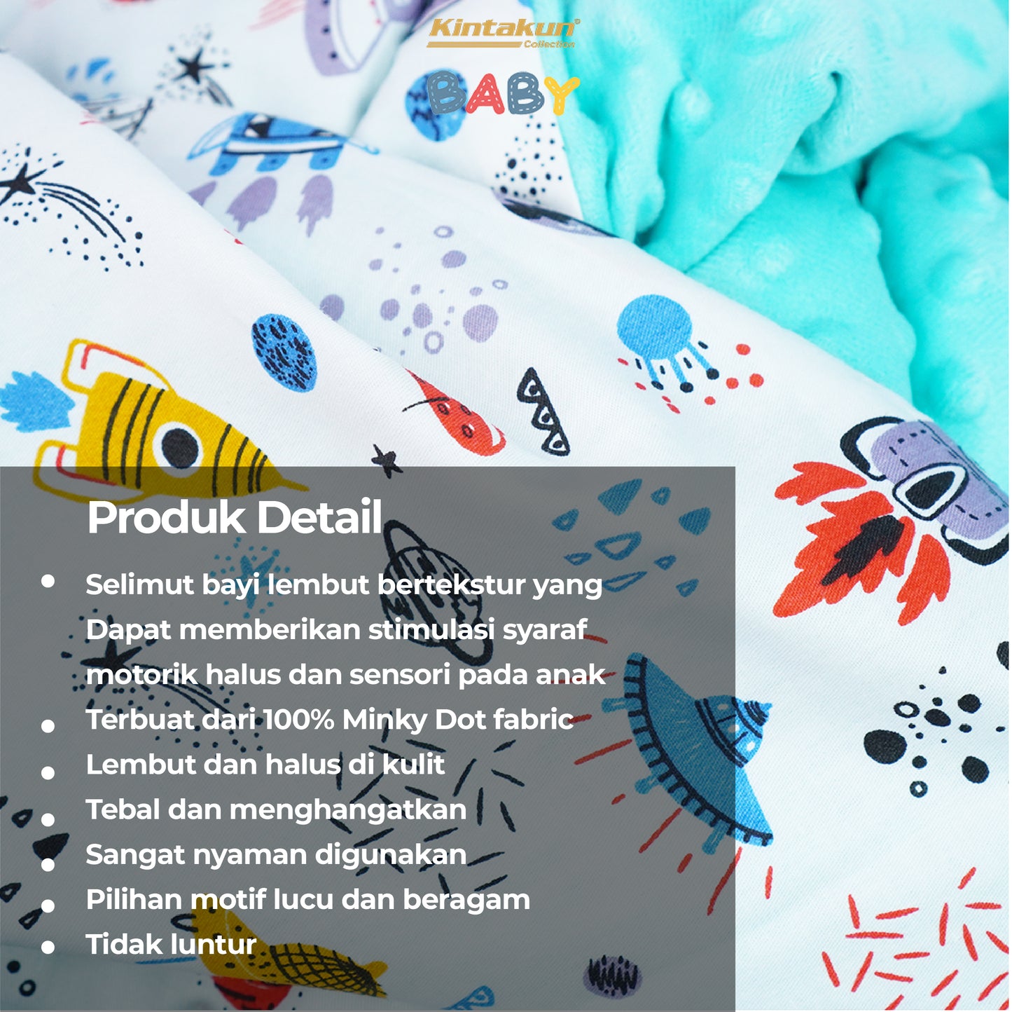Kintakun Baby Minky Dot Blanket Selimut Bayi 110 x 150 Varian Warna