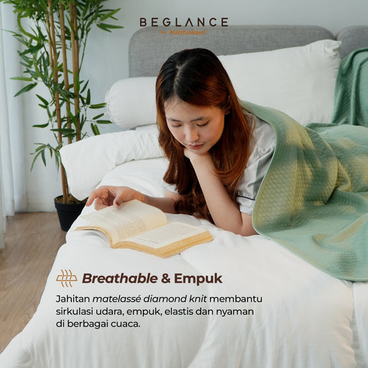 Beglance Poly Diamond Knit Blanket 150 x 195 Almond