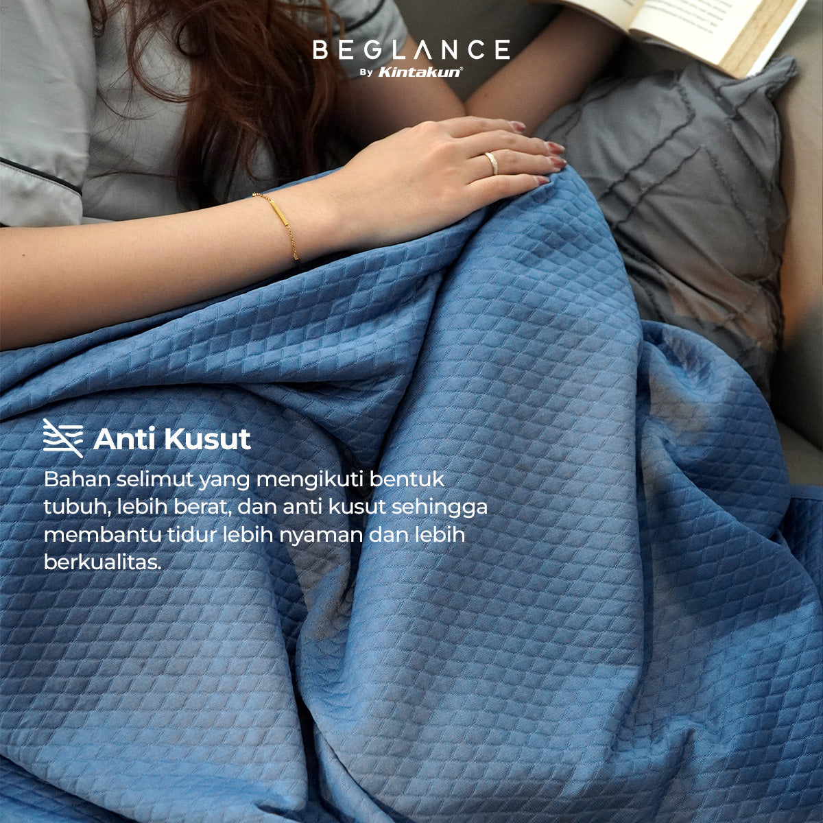 Beglance Poly Diamond Knit Blanket 150 x 195 Almond