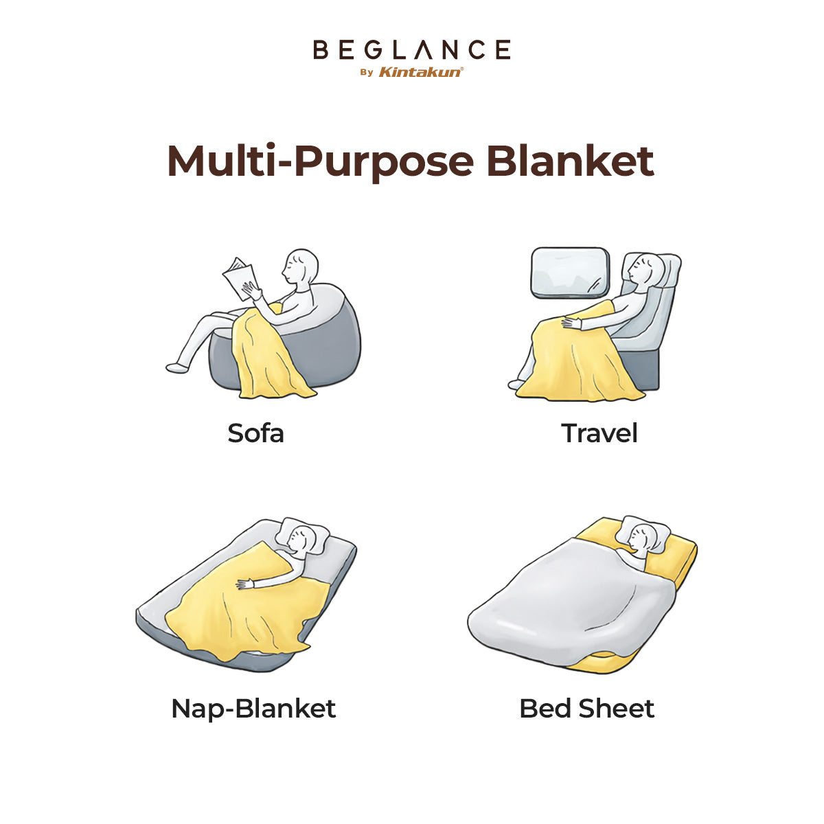 Beglance Poly Diamond Knit Blanket 150 x 195 Almond