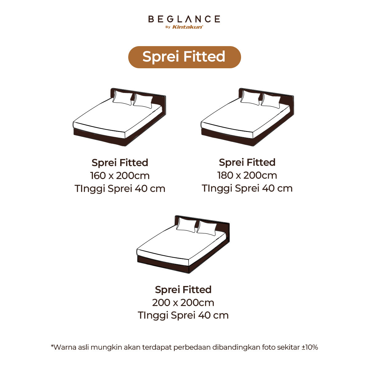 Beglance Cotton Embroidery Sprei Set 160 x 200 Tinggi 35 cm
