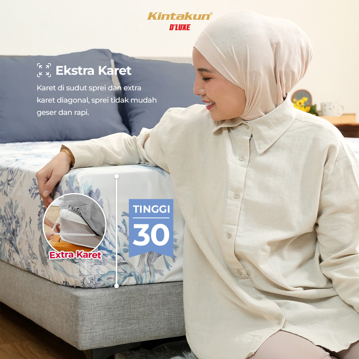 Kintakun Dluxe Sprei Duo 2in1 Tinggi 30cm Motif Morence