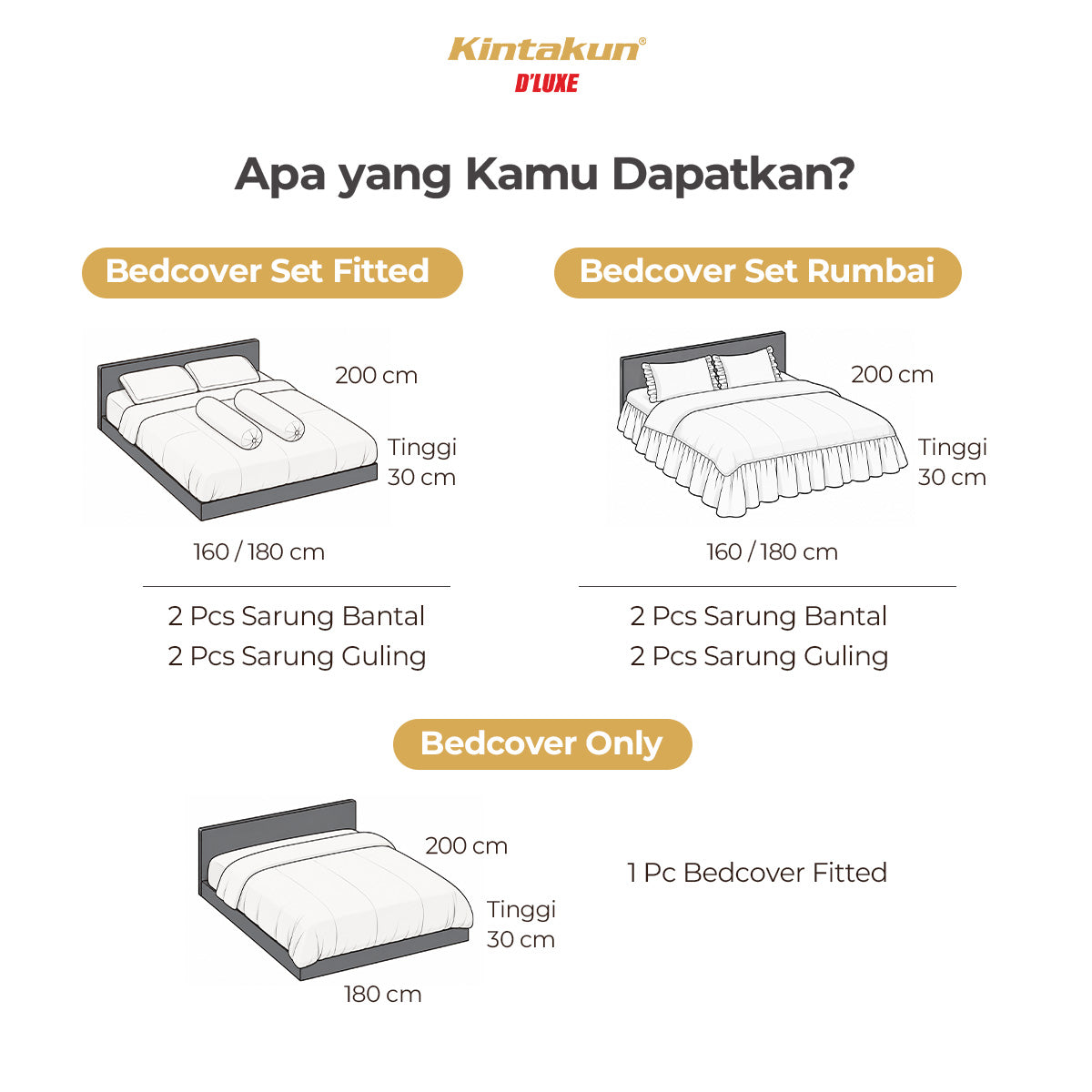 Kintakun Dluxe Bedcover Set Fitted Natuna Tinggi 30cm
