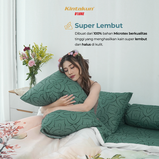 Kintakun Dluxe Bed Cover Set Fitted Digital Printing Motif Castle Tinggi 25 cm