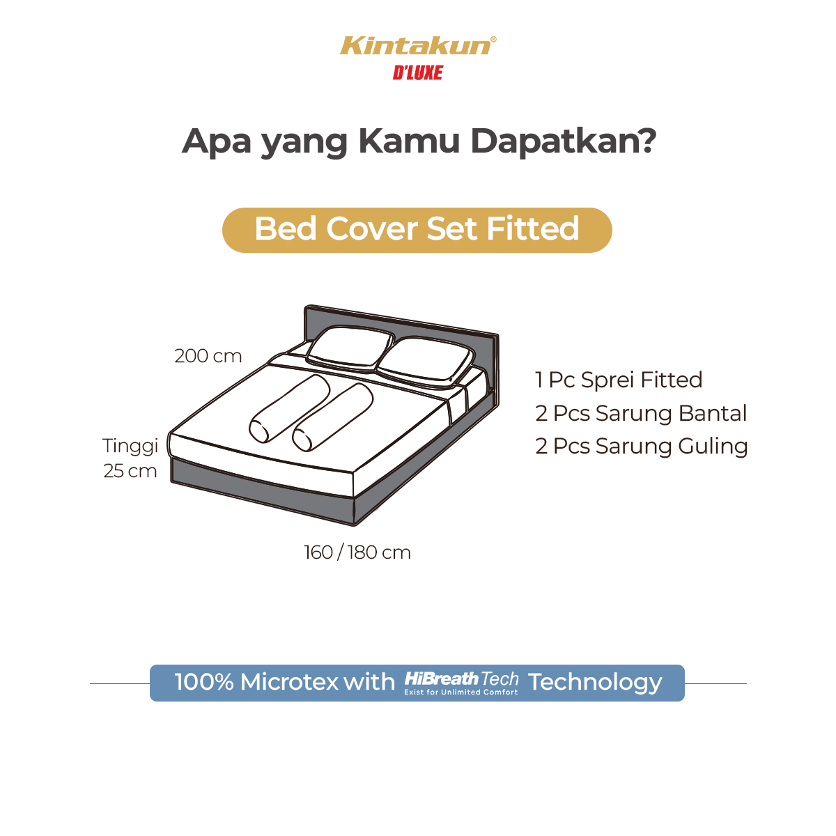 Kintakun Dluxe Bed Cover Set Fitted Digital Printing Ukuran 160 x 200