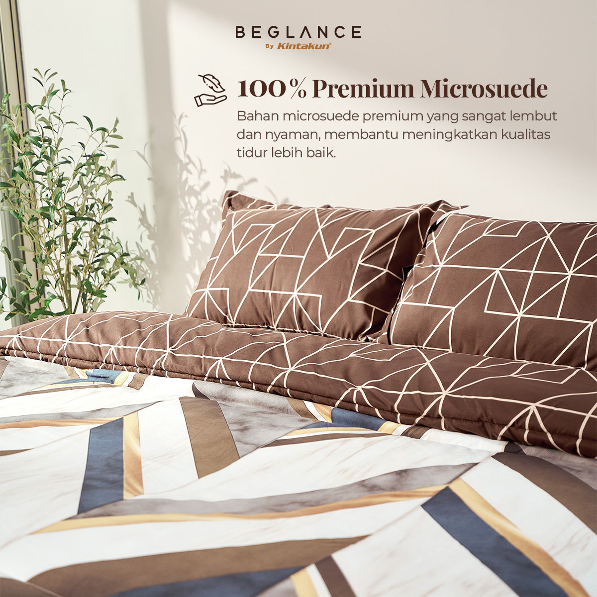 Beglance Bedcover Set Fitted Microtex Ninfa Premium Microsuede 30cm