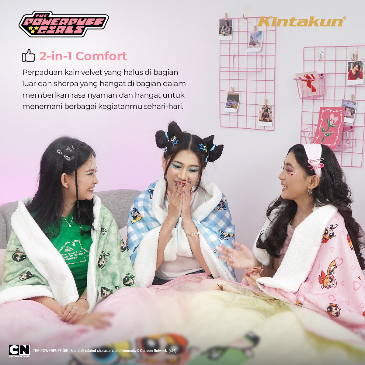 Kintakun DLUXE Poncho Blanket Jaket The Powerpuff Girl Motif Blue Orbit
