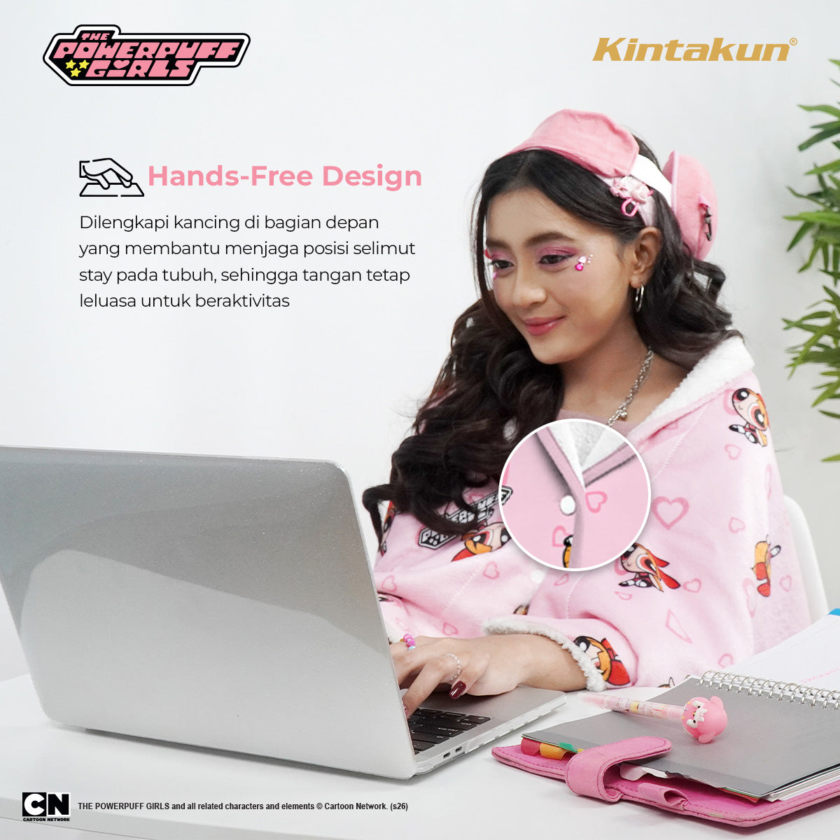 Kintakun DLUXE Poncho Blanket Jaket The Powerpuff Girl Motif Blue Orbit