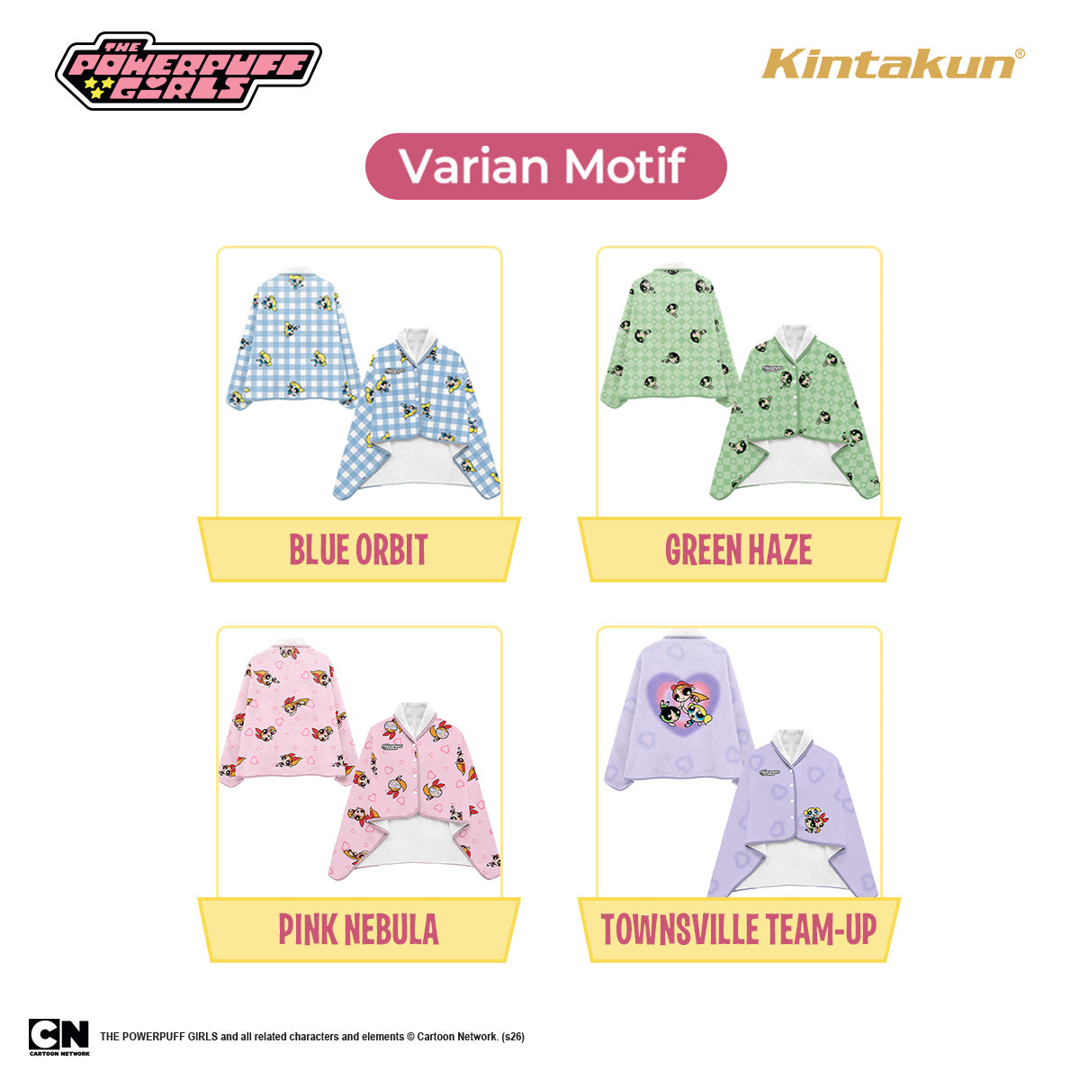 Kintakun DLUXE Poncho Blanket Jaket The Powerpuff Girl Motif Blue Orbit