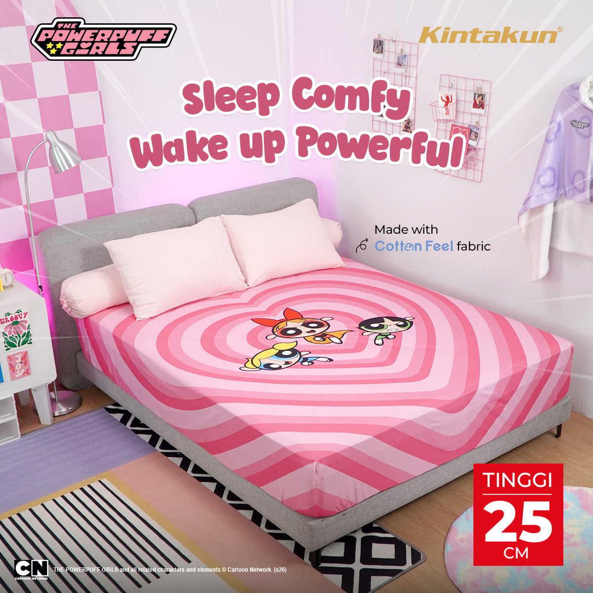 Kintakun DLUXE Sprei Fitted 25cm The Powerpuff Girls Motif Perfect Little Girls Varian Size