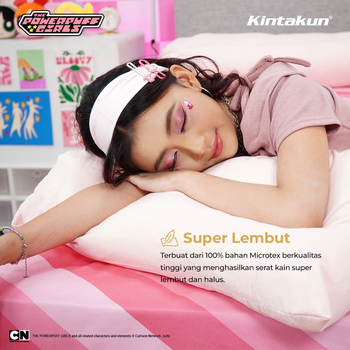 Kintakun DLUXE Sprei Fitted 25cm The Powerpuff Girls Motif Perfect Little Girls Varian Size