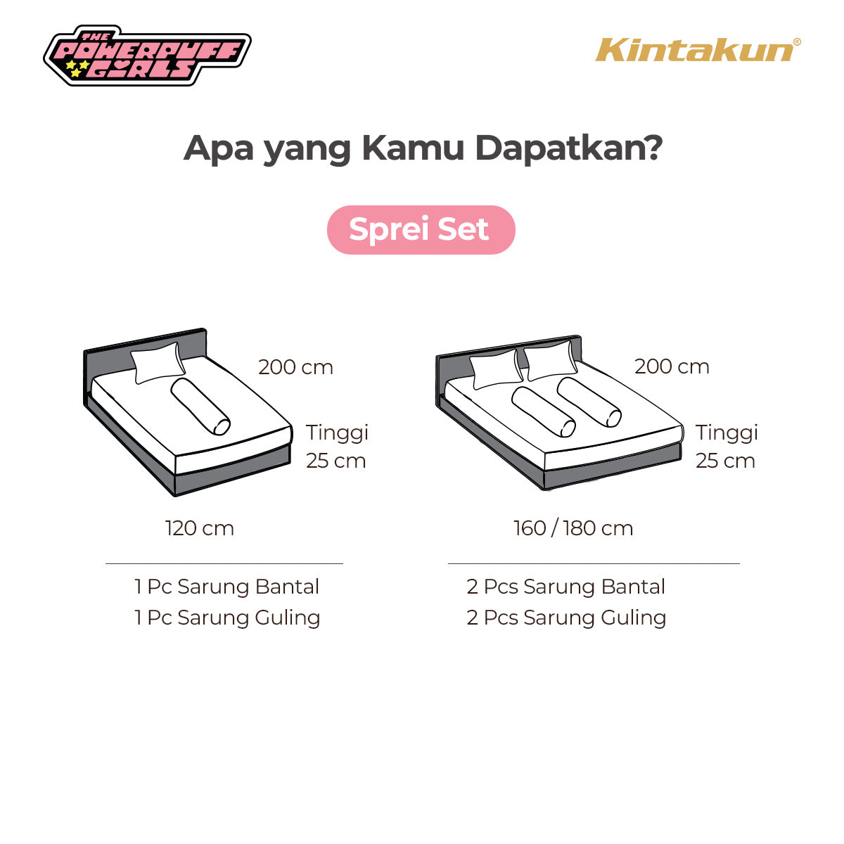Kintakun DLUXE Sprei Fitted 25cm The Powerpuff Girls Motif Perfect Little Girls Varian Size