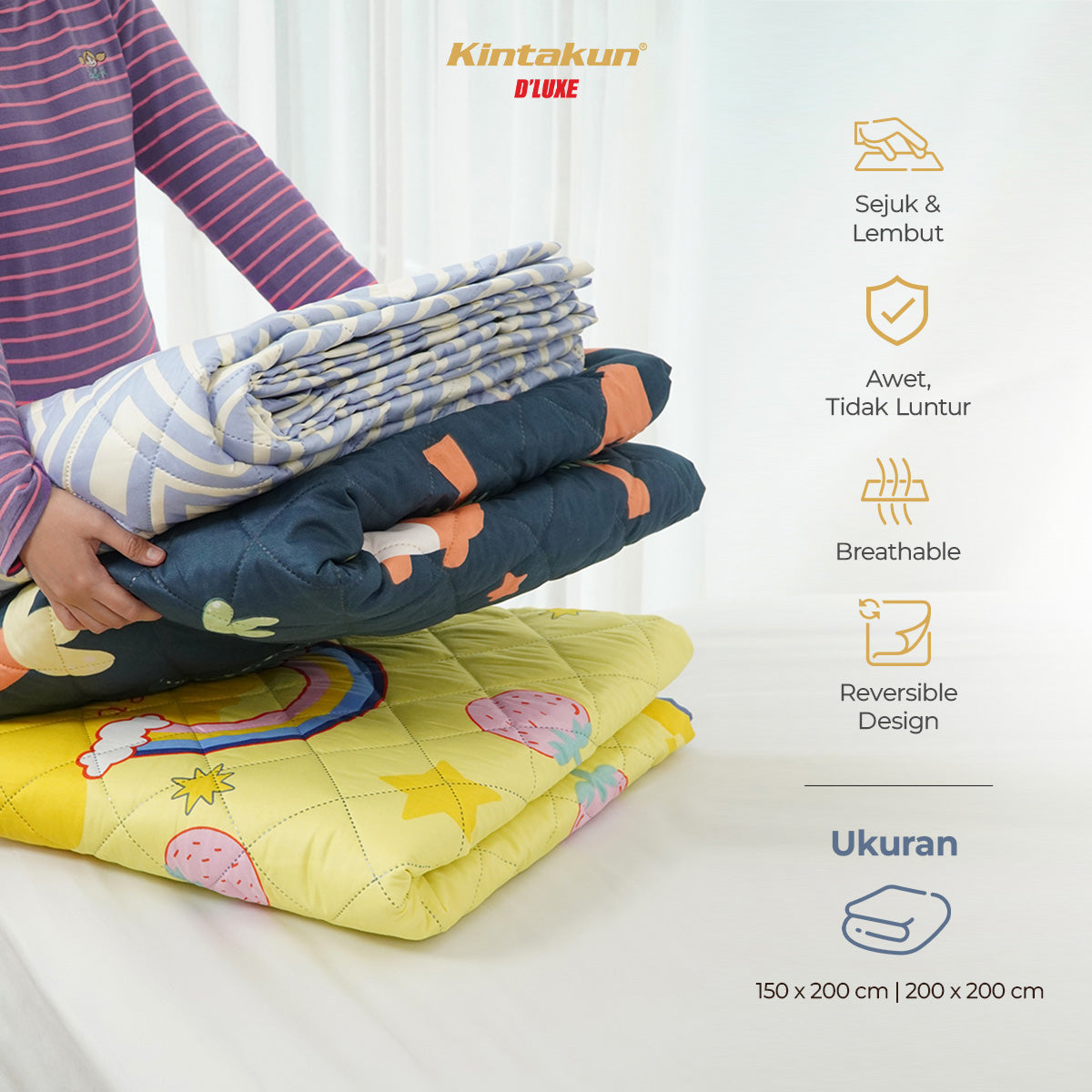 Dluxe Bestie Selimut Ultrasonic Dua Sisi Ukuran 150 x 200