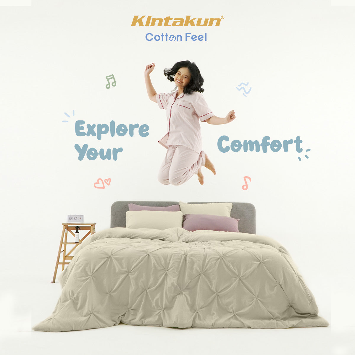 Kintakun Cotton Feel Mix & Match Sprei Pocket Varian Greentea Tinggi 30 cm