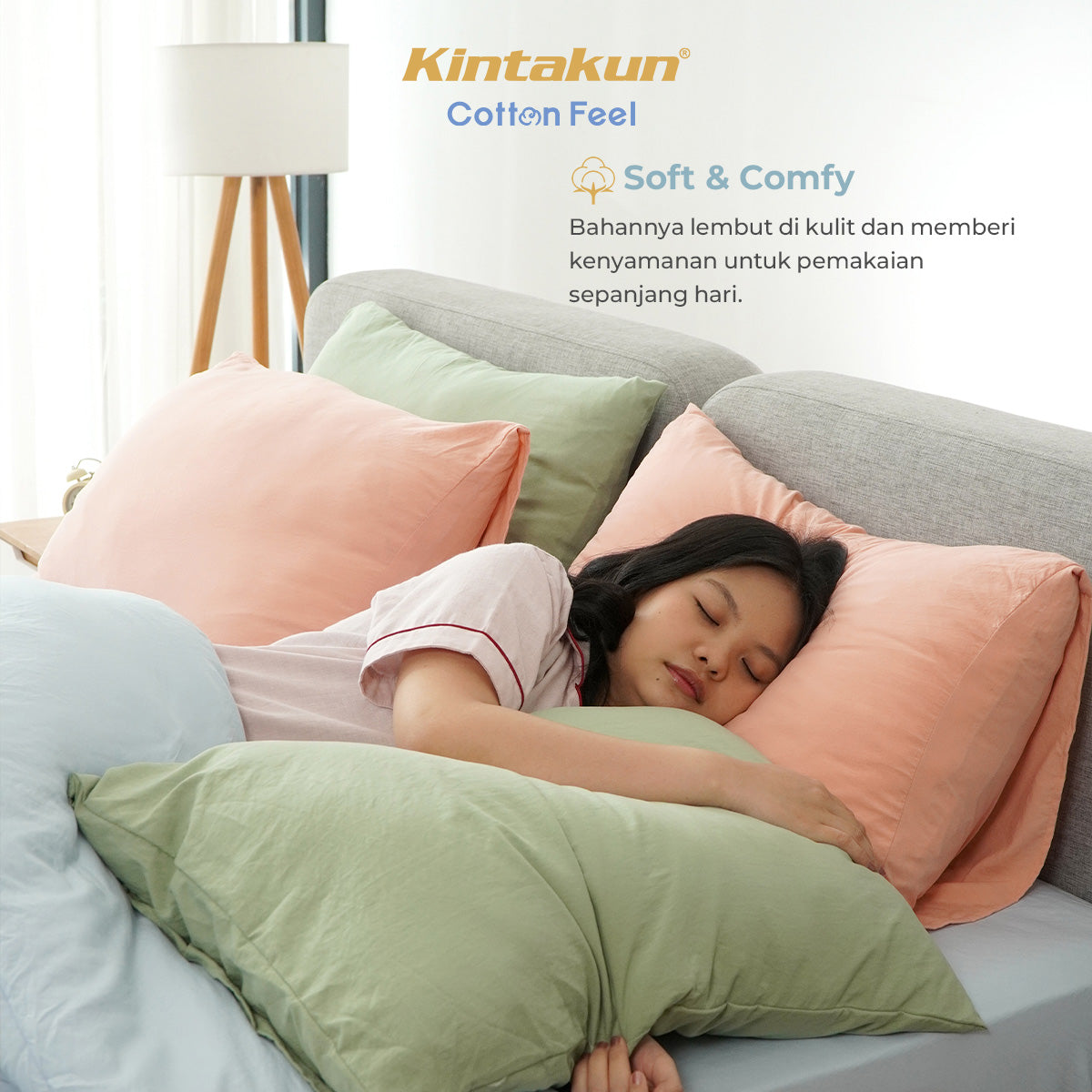 Kintakun Cotton Feel Mix & Match Sprei Pocket Varian Greentea Tinggi 30 cm