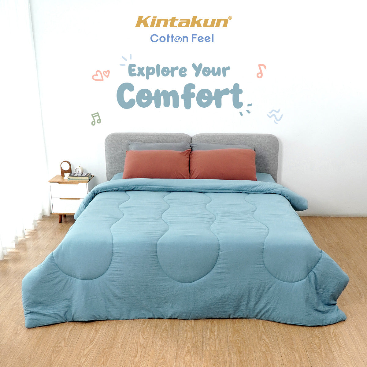 Kintakun Cotton Feel Comforter Basic & Pinch Quilt Varian Auburn