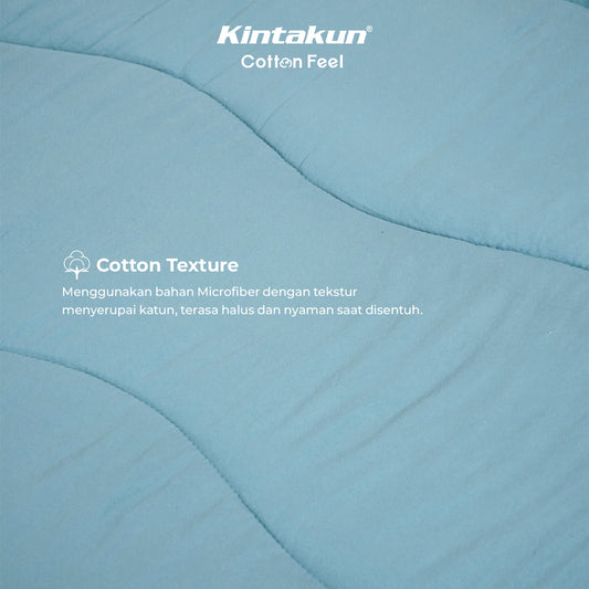 Kintakun Cotton Feel Bedcover Set Fitted with Pocket Tinggi 30 cm Varian Stone Blue