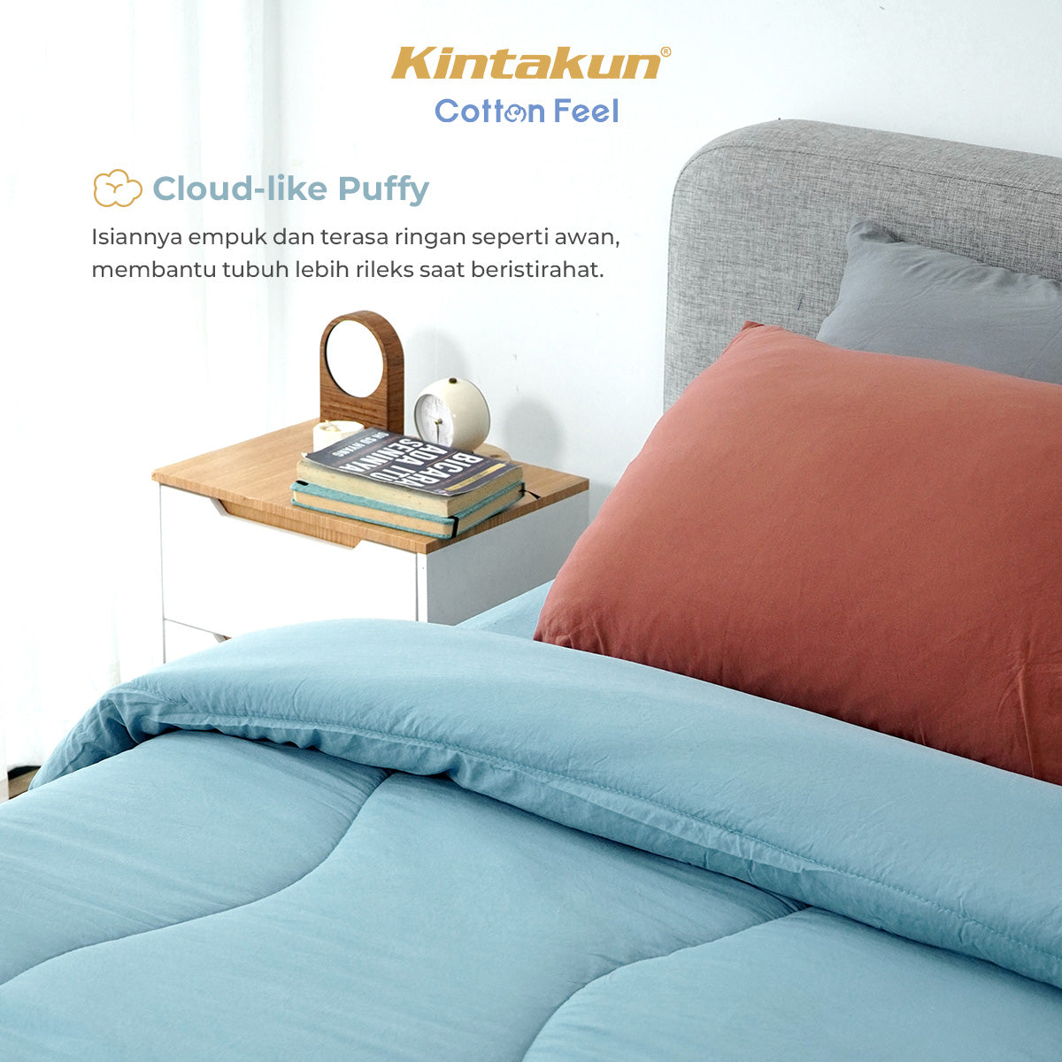 Kintakun Cotton Feel Bedcover Set Fitted with Pocket Tinggi 30 cm Varian Auburn