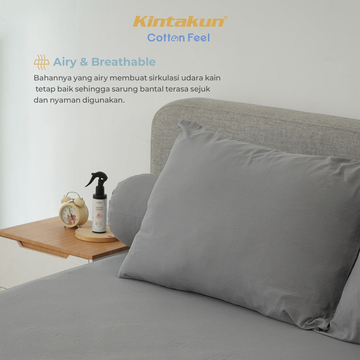 Kintakun Cotton Feel Sprei Set Fitted with Pocket Tinggi 30 cm Varian Bright White