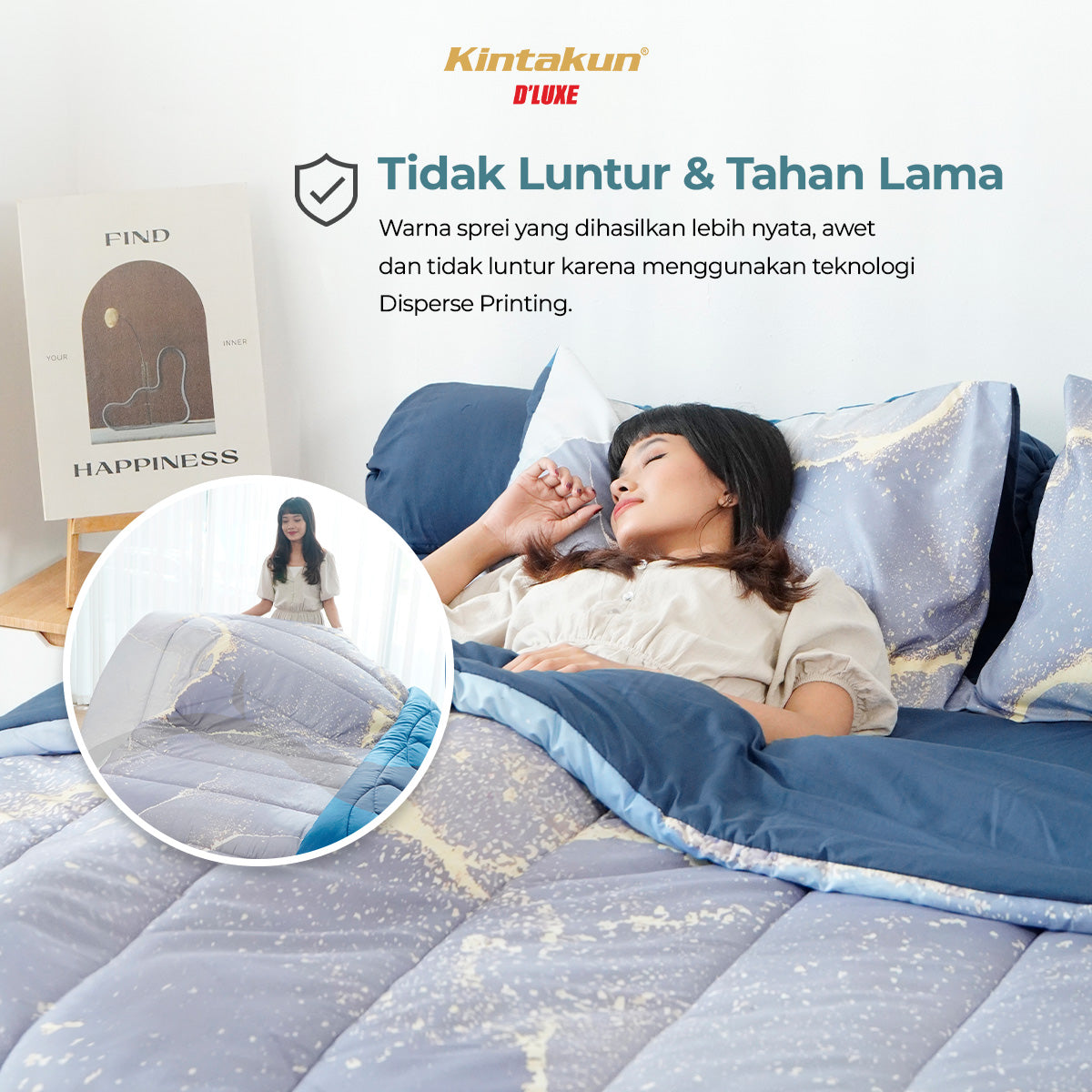 Kintakun Dluxe Sprei Set Fitted Digital Printing Zola Tinggi 25 cm