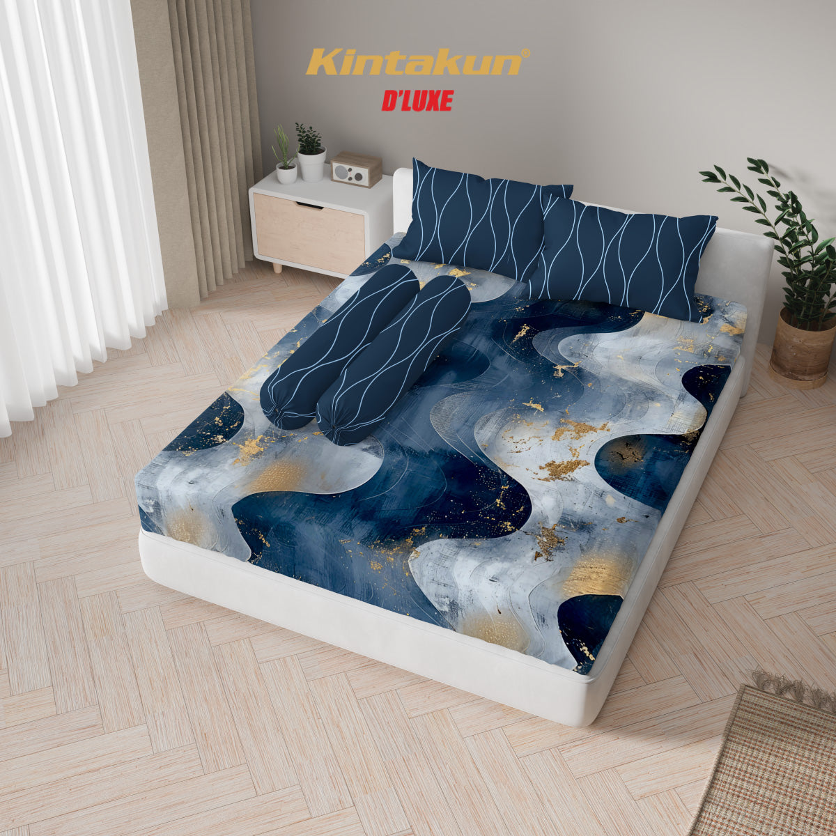 Kintakun Dluxe Sprei Set Fitted Digital Printing Motif Jasper Tinggi 25 cm