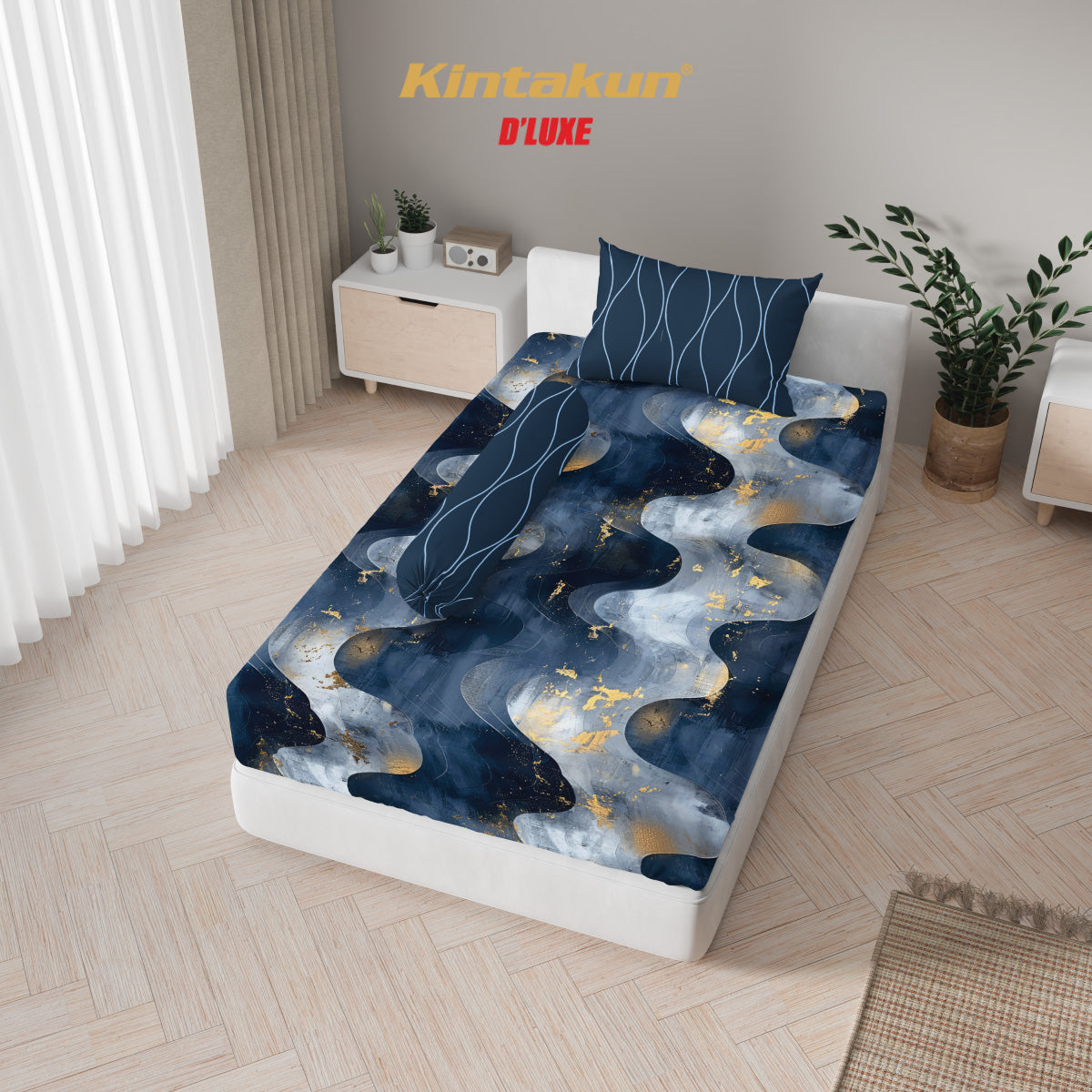 Kintakun Dluxe Sprei Set Fitted Digital Printing Motif Jasper Tinggi 25 cm