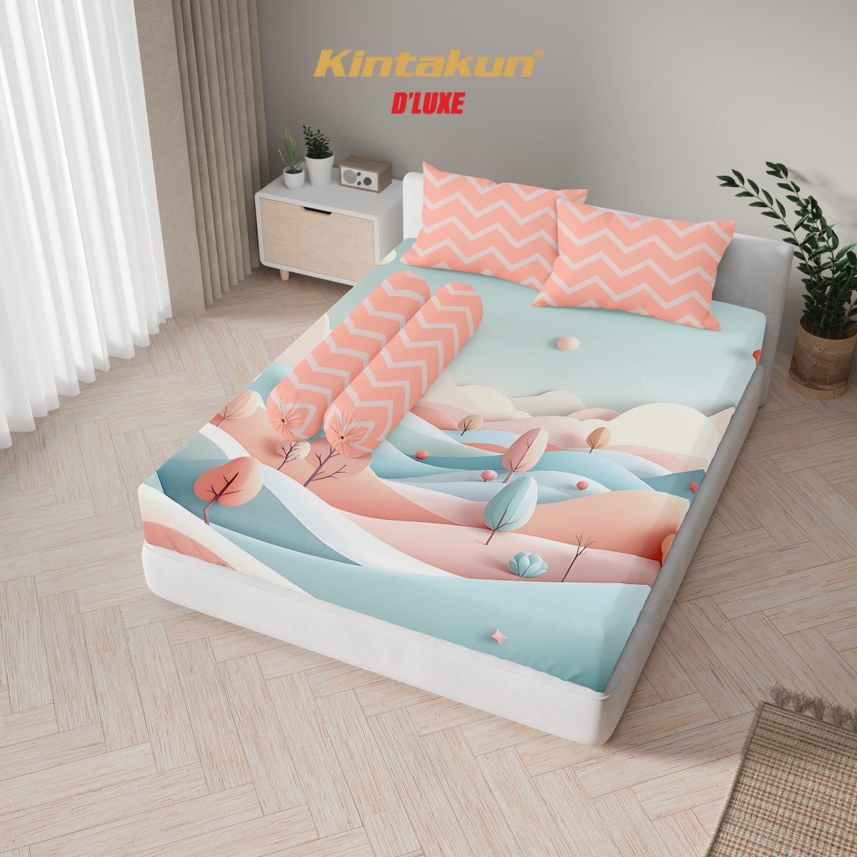 Kintakun Wedding Hampers Sprei Set Digital Print Ukuran 160 / 180 Tinggi 25 cm