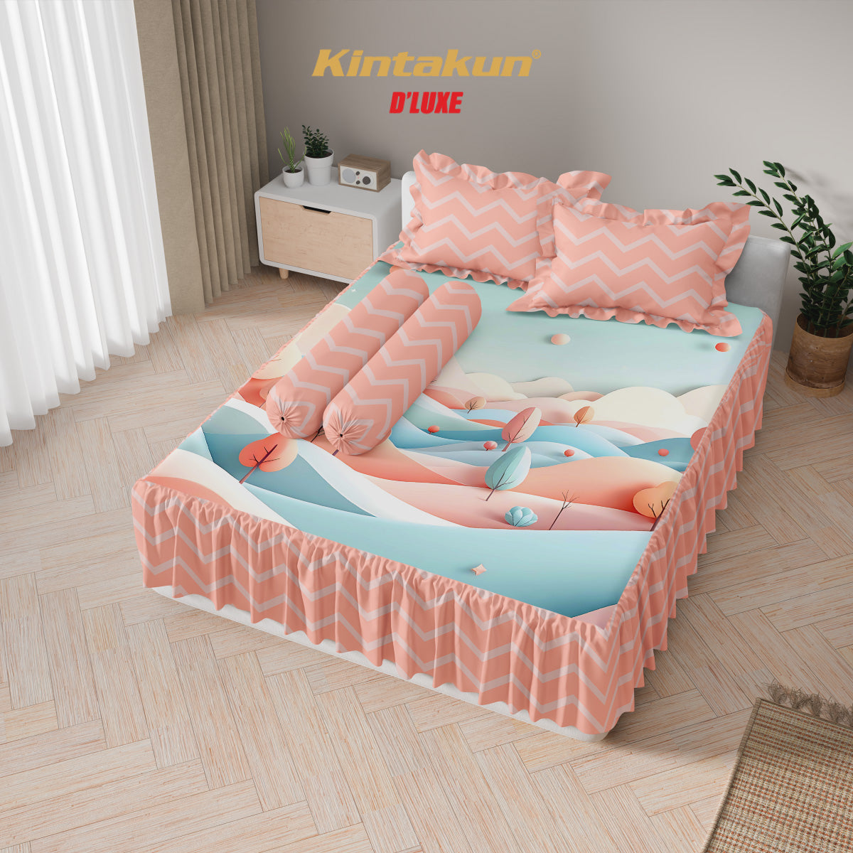 Kintakun Dluxe Sprei Set Rumbai Digital Printing Ukuran 180 x 200 Varian Motif