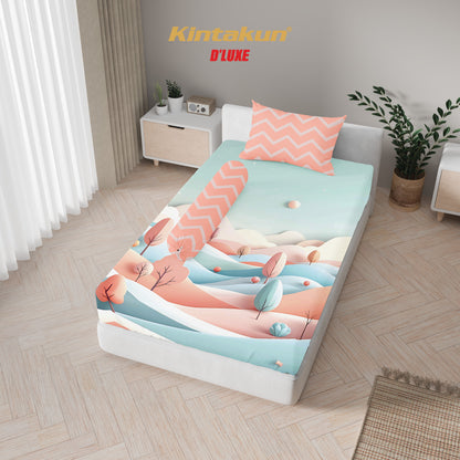 Kintakun Dluxe Sprei Set Fitted Digital Printing Motif Kala Tinggi 25 cm