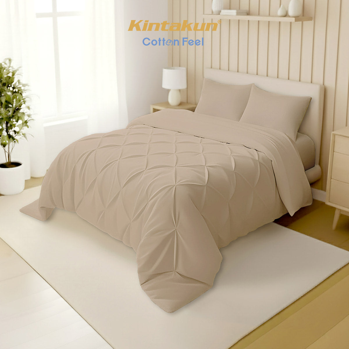 Kintakun Cotton Feel Comforter Basic & Pinch Quilt Varian Latte