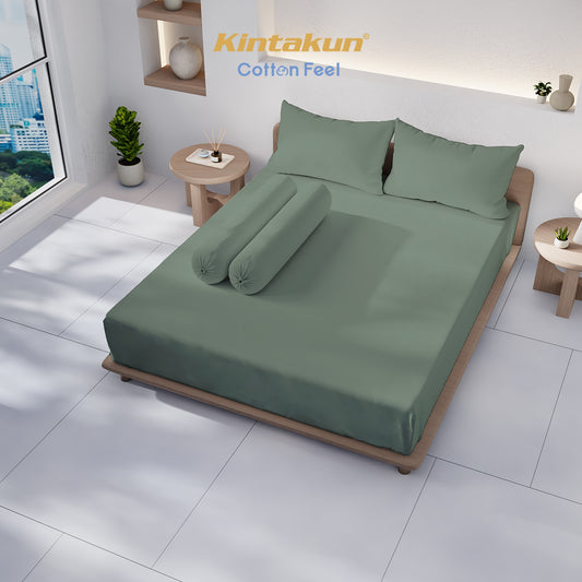 Kintakun Cotton Feel Sprei Set Fitted with Pocket Tinggi 30 cm Varian Leaf