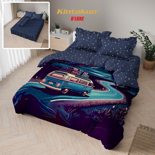 Kintakun Dluxe Bedcover Set Rumbai Digital Print Motif Lira Tinggi 39 cm