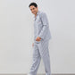 Cottonbee One Set Piyama Katun Pria Varian Blue Panna