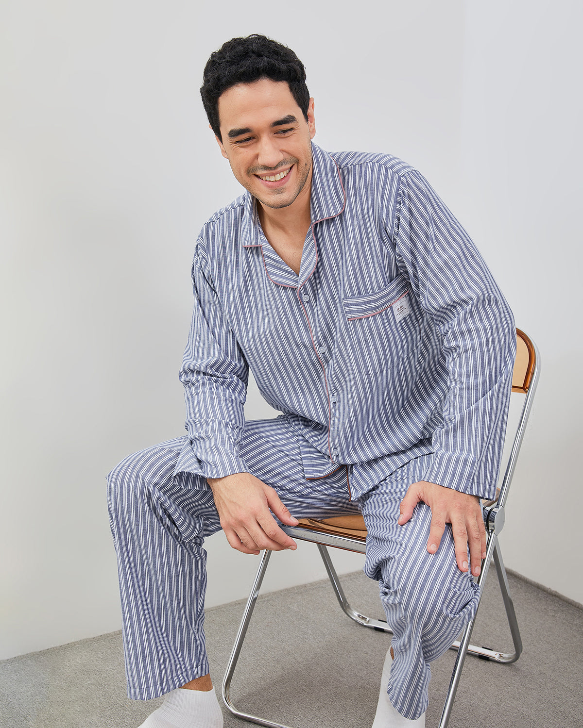 Cottonbee One Set Piyama Katun Pria Varian Midnight Custard
