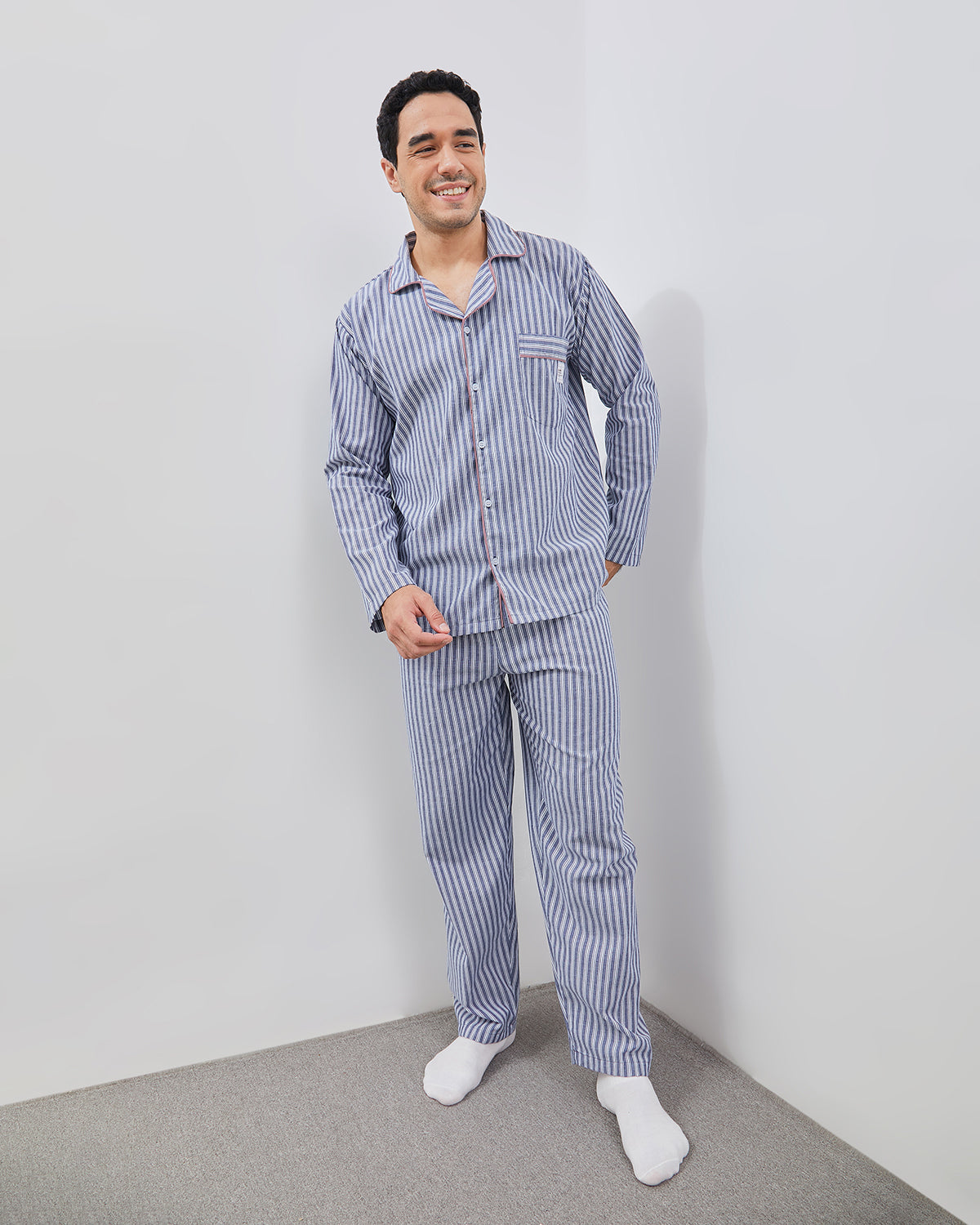 Cottonbee One Set Piyama Katun Pria Varian Midnight Custard