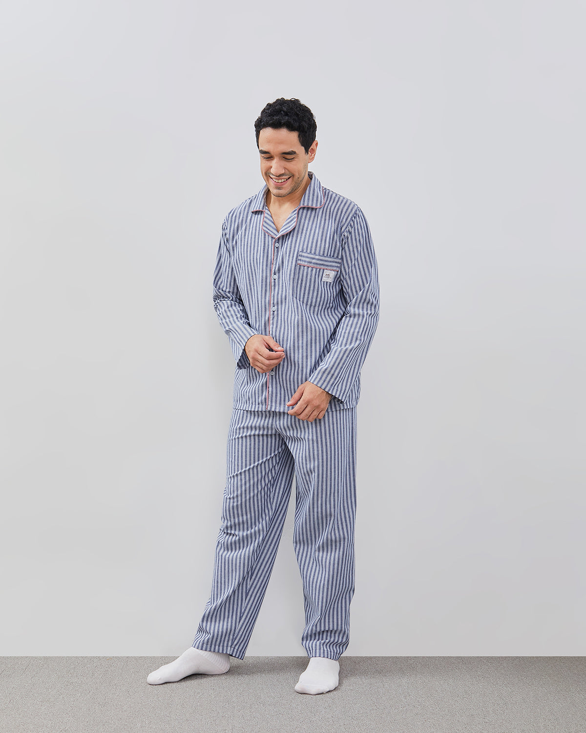 Cottonbee One Set Piyama Katun Pria Varian Midnight Custard