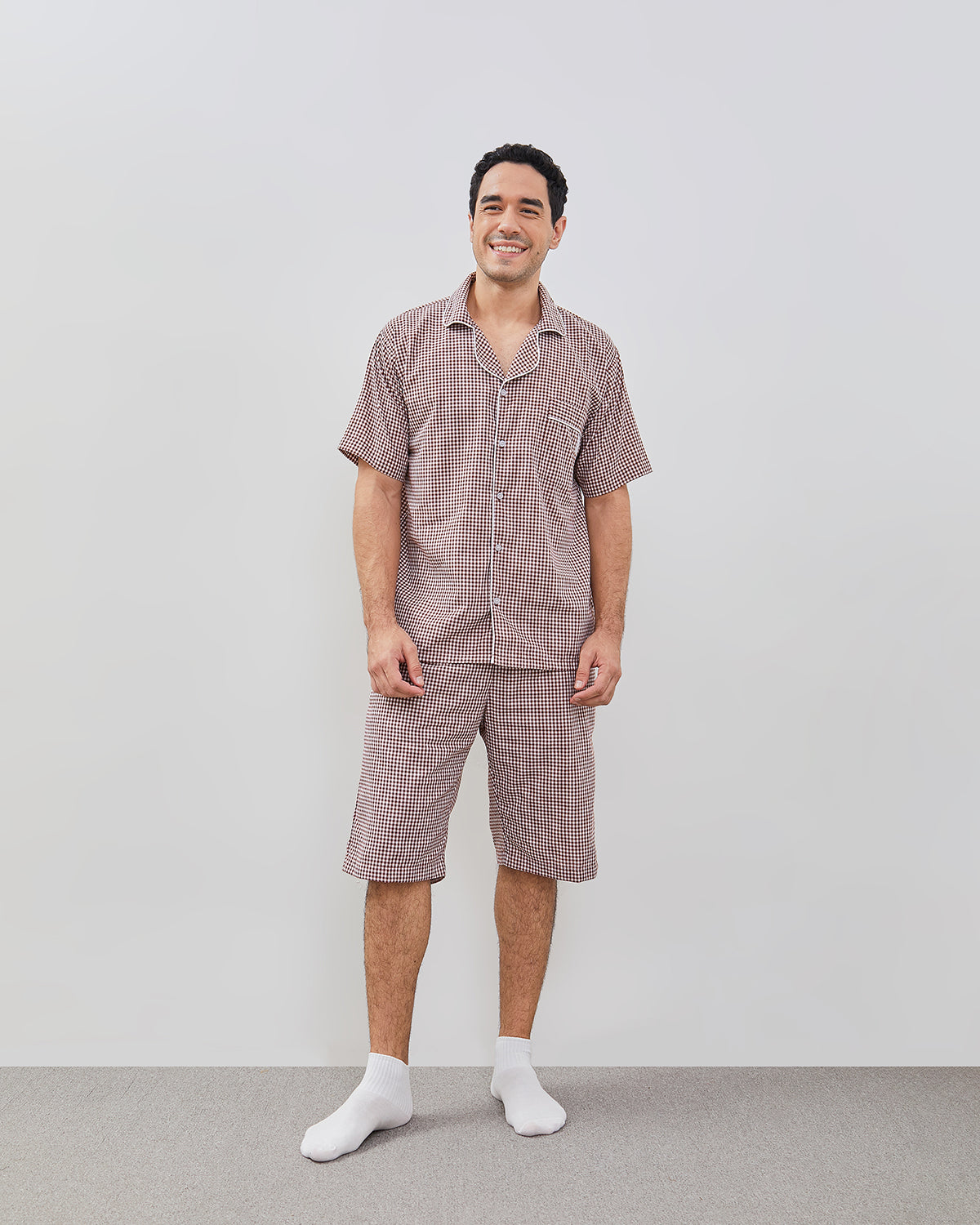 Cottonbee One Set Piyama Katun Pria Varian Cinnamon