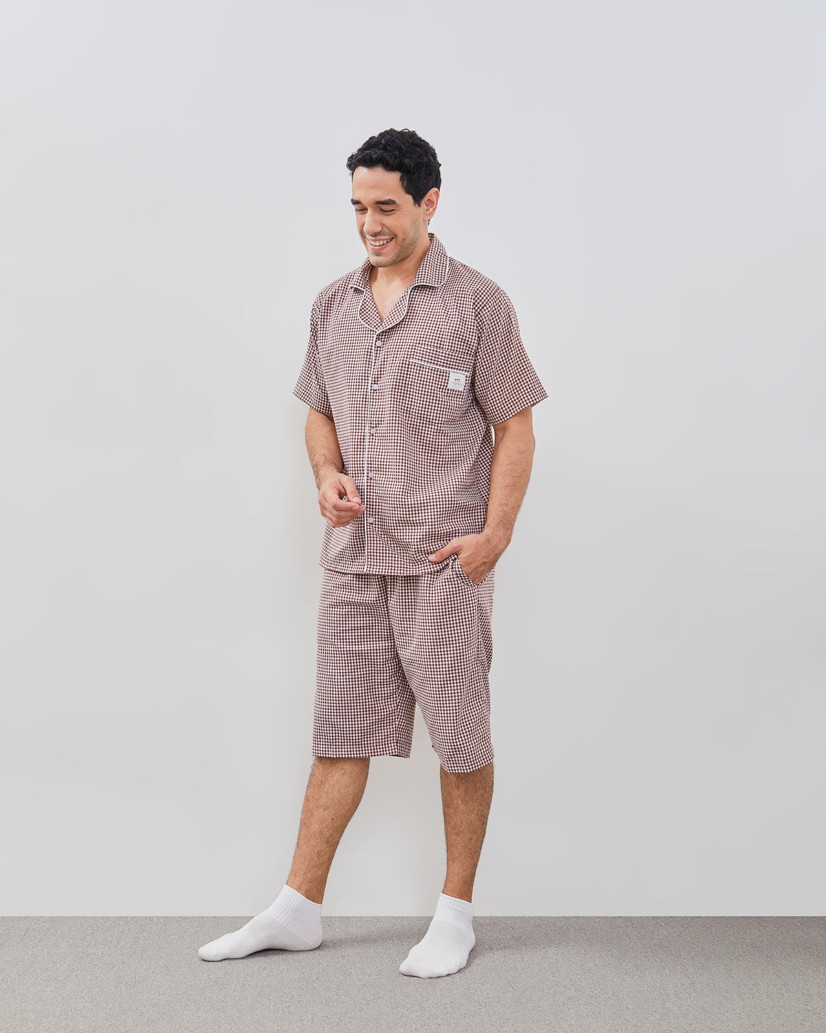 Cottonbee One Set Piyama Katun Pria Varian Cinnamon