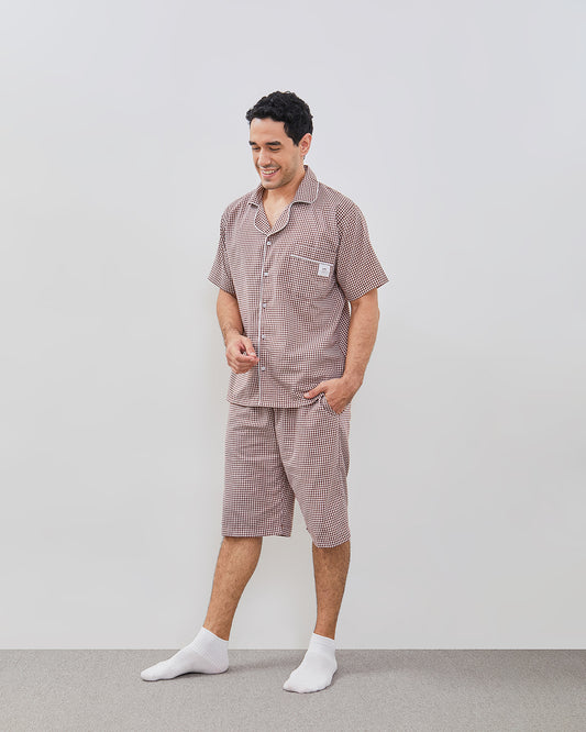 Cottonbee One Set Piyama Katun Pria Varian Cinnamon