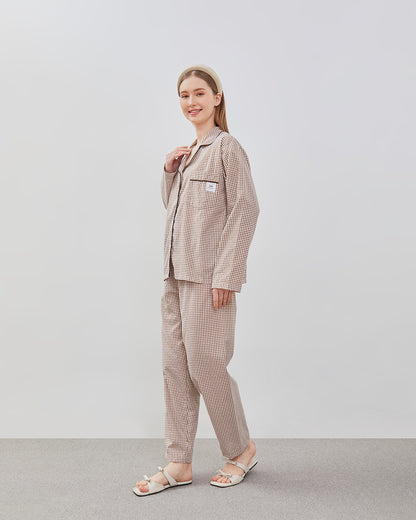 Cottonbee One Set Piyama Cotton Pria dan Wanita Varian Biscotti