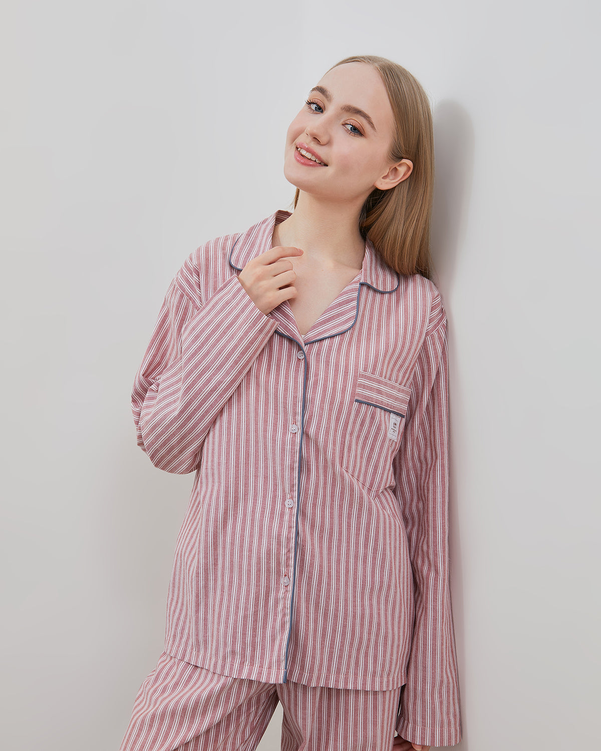 Cottonbee One Set Piyama Cotton Pria dan Wanita Varian Rose Toffee