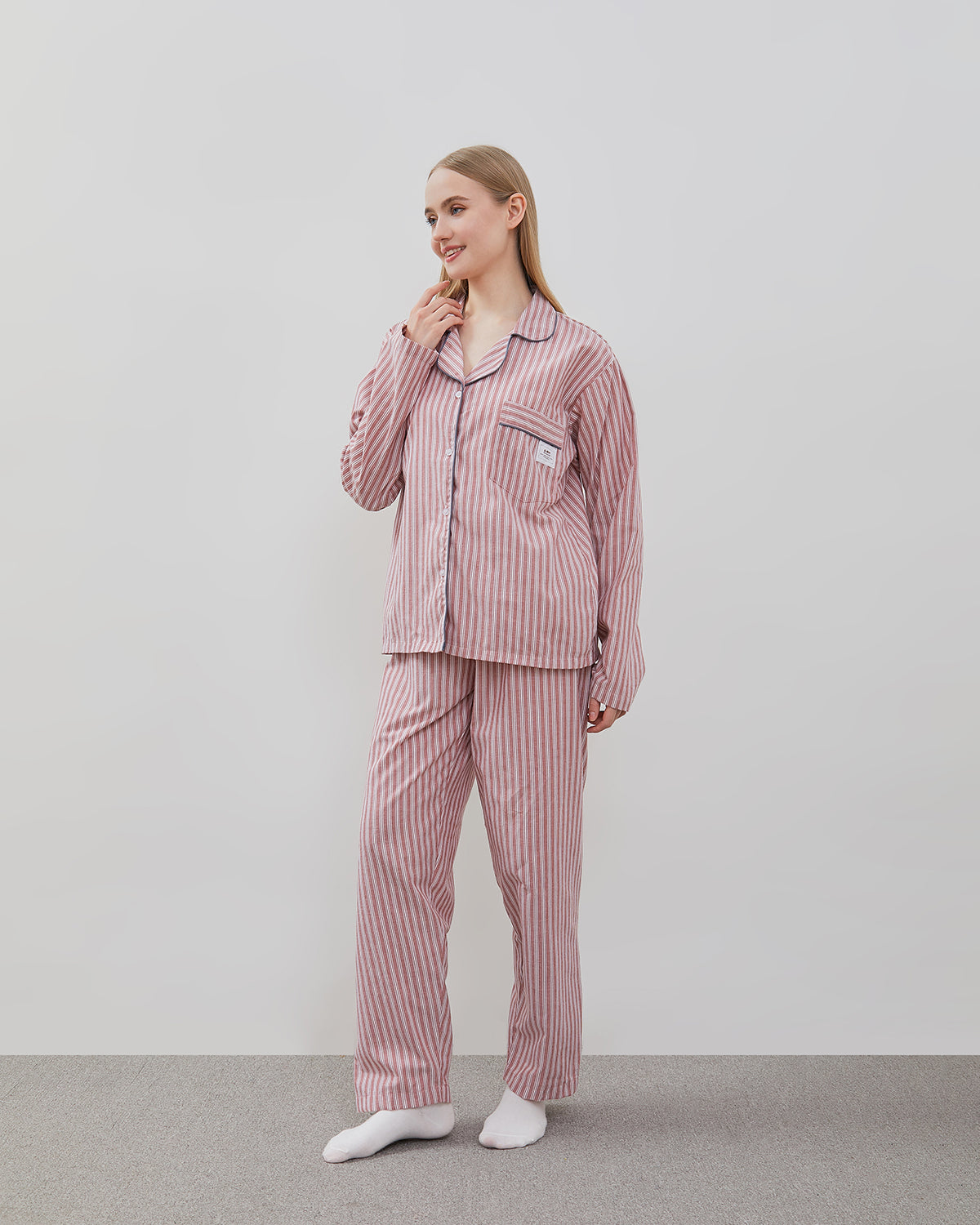 Cottonbee One Set Piyama Cotton Pria dan Wanita Varian Rose Toffee