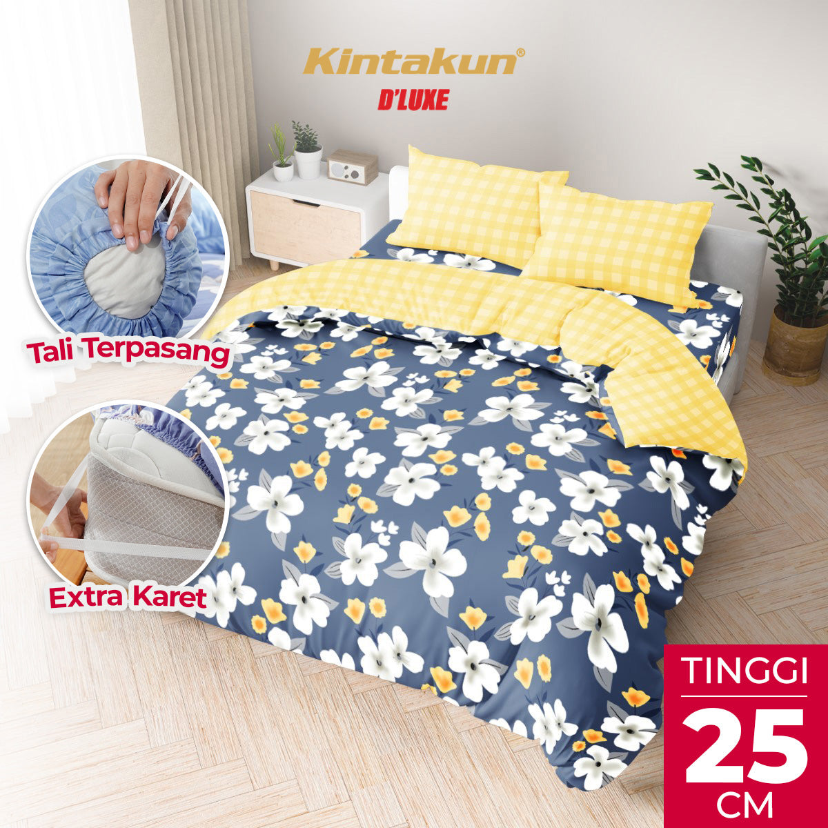 Kintakun Dluxe Bedcover Set Fitted Lunetta Tinggi 25cm