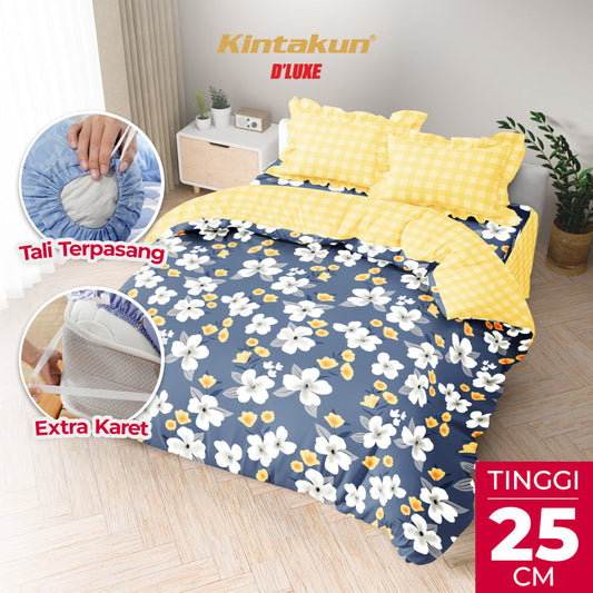 Kintakun Dluxe Bedcover Set Rumbai Lunetta Tinggi 25cm