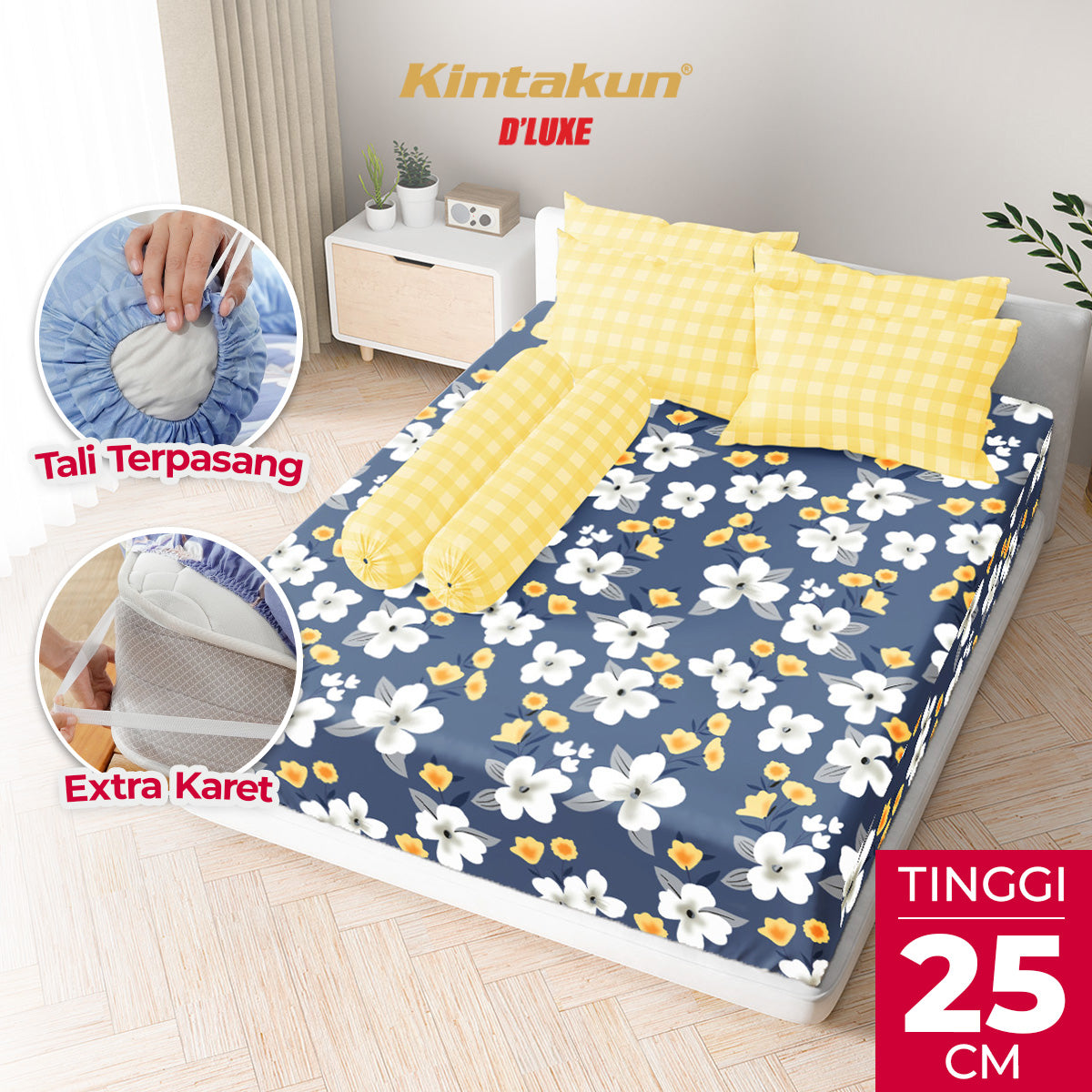 Kintakun Dluxe Sprei Fitted B4 Lunetta Tinggi 25cm
