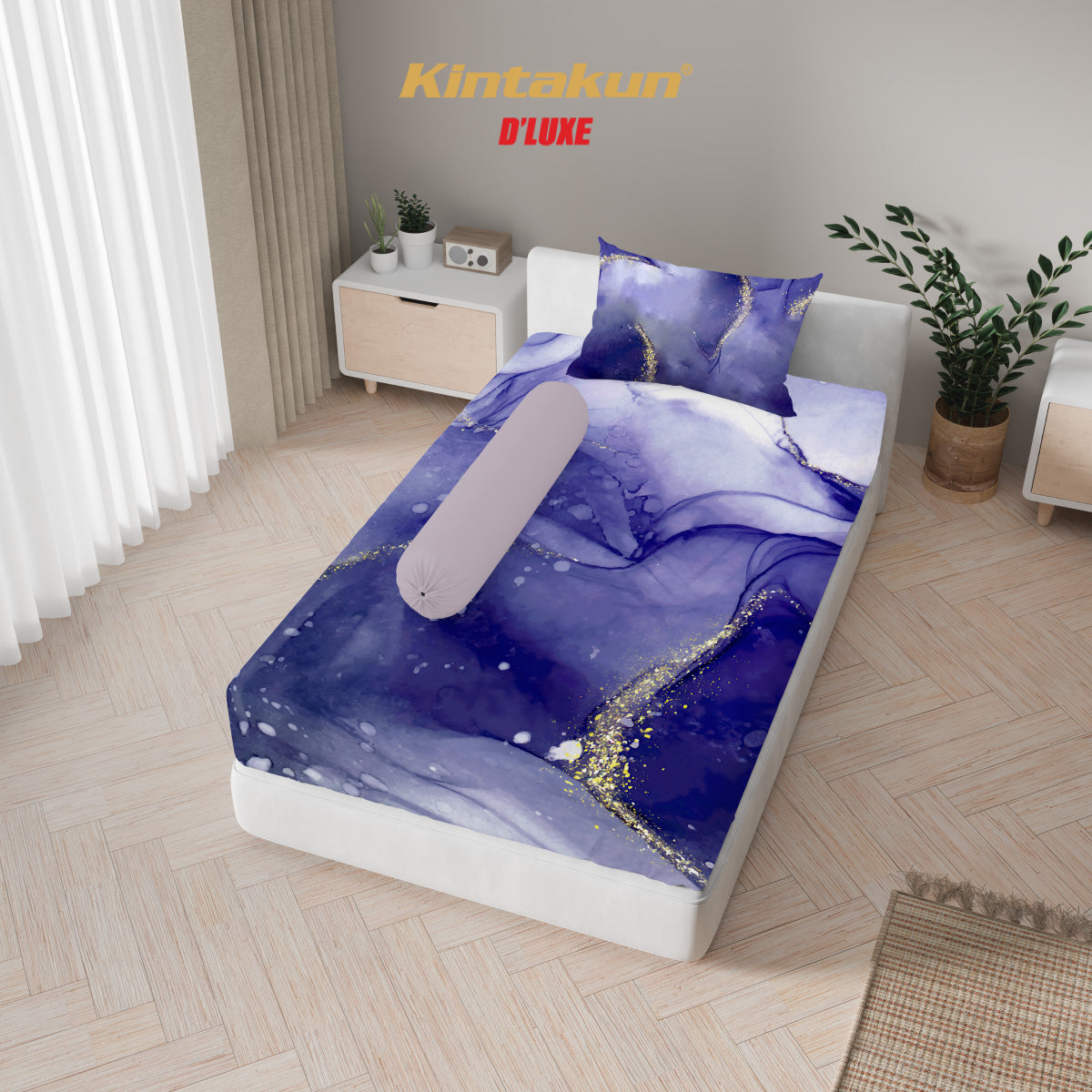 Kintakun Dluxe Sprei Set Fitted Digital Printing Motif Luraya Tinggi 25 cm