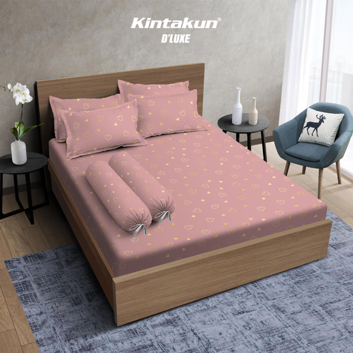 Kintakun Dluxe Gold Sprei Fitted Motif Lovely Tinggi 30 cm
