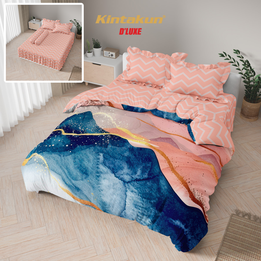 Kintakun Dluxe Bedcover Set Rumbai Digital Print Motif Marion Tinggi 39 cm
